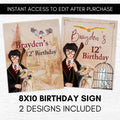 wizard school birthday sign editable